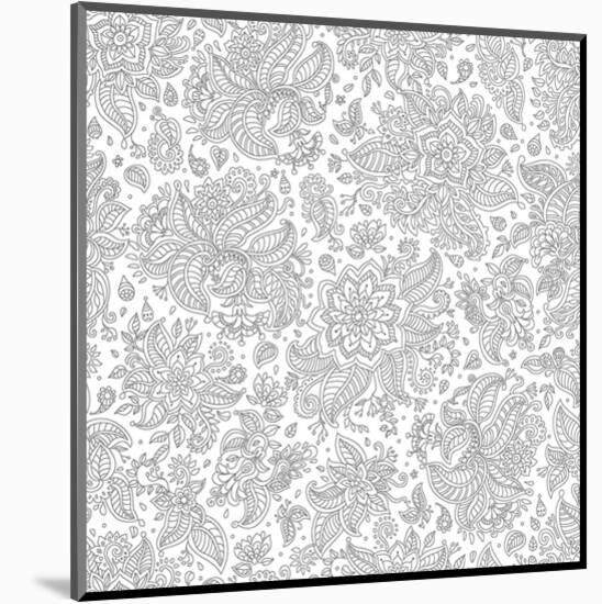 Florals And Leafs Coloring Art-null-Mounted Coloring Poster