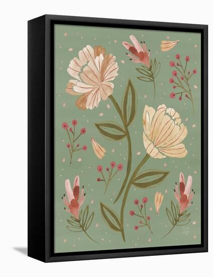Floralscape V Neutral-Dina June-Framed Stretched Canvas