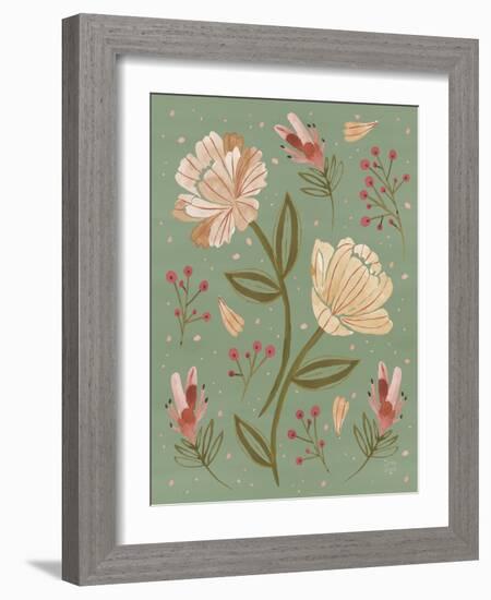 Floralscape V Neutral-Dina June-Framed Art Print