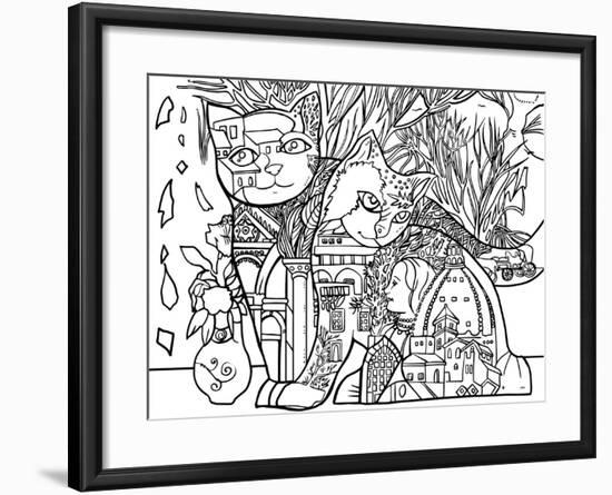 Florence Cats Line Art-Oxana Zaika-Framed Giclee Print