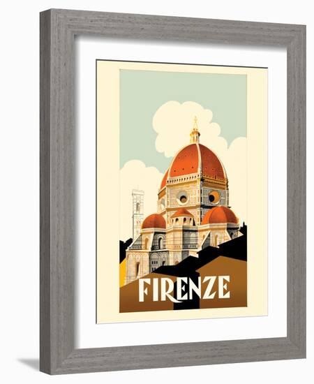 Florence (Firenze) Italy - Santa Maria del Fiore Cathedral - Vintage Travel Poster 1930-Pacifica Island Art-Framed Art Print