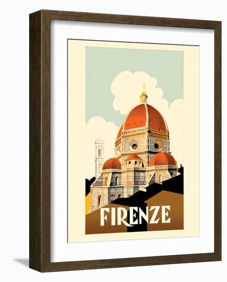 Florence (Firenze) Italy - Santa Maria del Fiore Cathedral - Vintage Travel Poster 1930-Pacifica Island Art-Framed Art Print
