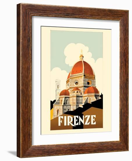 Florence (Firenze) Italy - Santa Maria del Fiore Cathedral - Vintage Travel Poster 1930-Pacifica Island Art-Framed Art Print