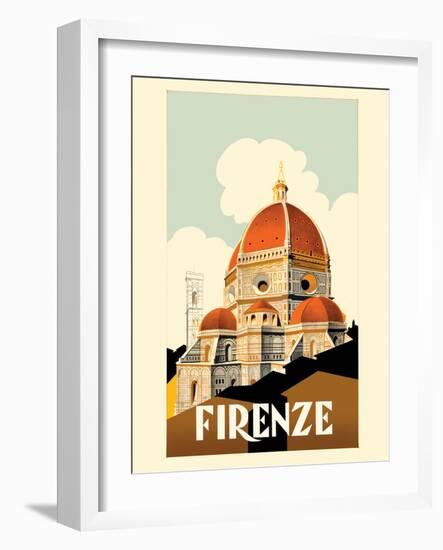 Florence (Firenze) Italy - Santa Maria del Fiore Cathedral - Vintage Travel Poster 1930-Pacifica Island Art-Framed Art Print