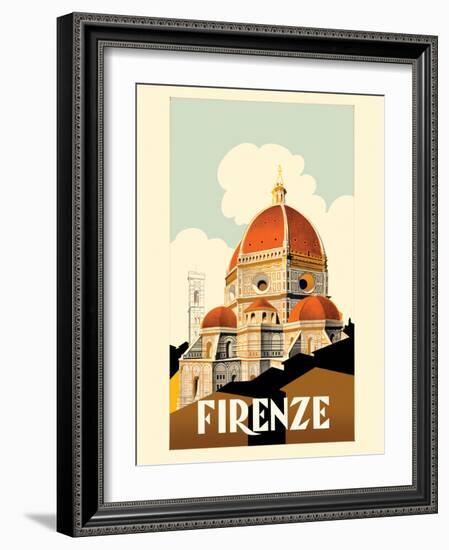 Florence (Firenze) Italy - Santa Maria del Fiore Cathedral - Vintage Travel Poster 1930-Pacifica Island Art-Framed Art Print