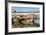 Florence, Florence Province, Tuscany, Italy. Sculler passing under the Ponte Vecchio, or Old Bri...-null-Framed Photographic Print