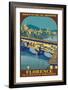 Florence, Italy - Ponte Vecchio - Chemins de fer de Paris-Lyon-Méditerranée (PLM)-Pacifica Island Art-Framed Art Print