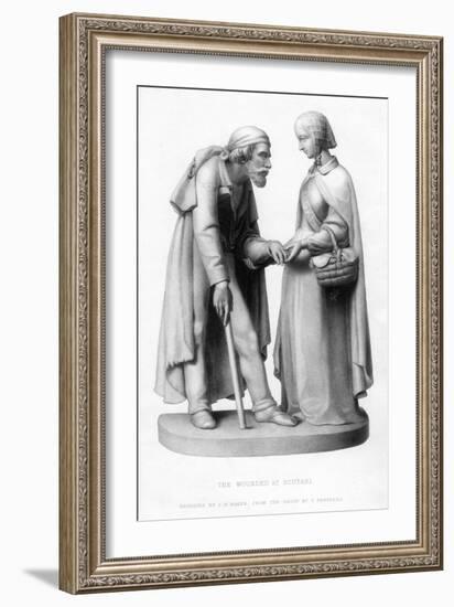 Florence Nightingale (1820-191) Tending to a Wounded Man at Scutari, Turkey, 19th Century-JH Baker-Framed Giclee Print