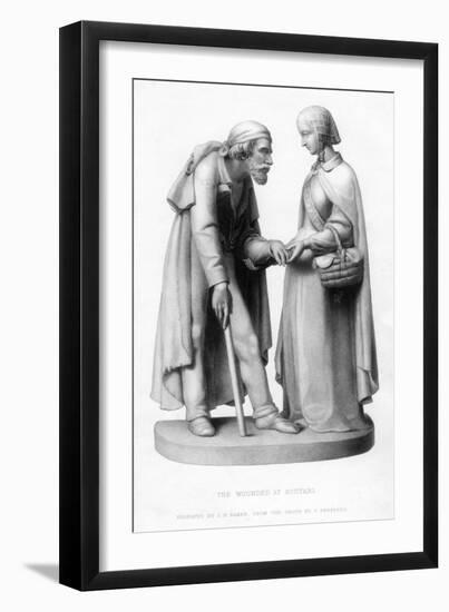 Florence Nightingale (1820-191) Tending to a Wounded Man at Scutari, Turkey, 19th Century-JH Baker-Framed Giclee Print