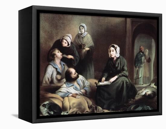 Florence Nightingale, British Nurse and Hospital Reformer, at Scutari Hospital, Turkey, 1855-Henry Barraud-Framed Premier Image Canvas