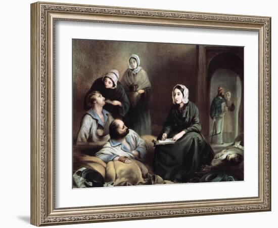 Florence Nightingale, British Nurse and Hospital Reformer, at Scutari Hospital, Turkey, 1855-Henry Barraud-Framed Giclee Print