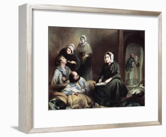 Florence Nightingale, British Nurse and Hospital Reformer, at Scutari Hospital, Turkey, 1855-Henry Barraud-Framed Giclee Print