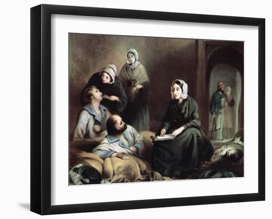 Florence Nightingale, British Nurse and Hospital Reformer, at Scutari Hospital, Turkey, 1855-Henry Barraud-Framed Giclee Print