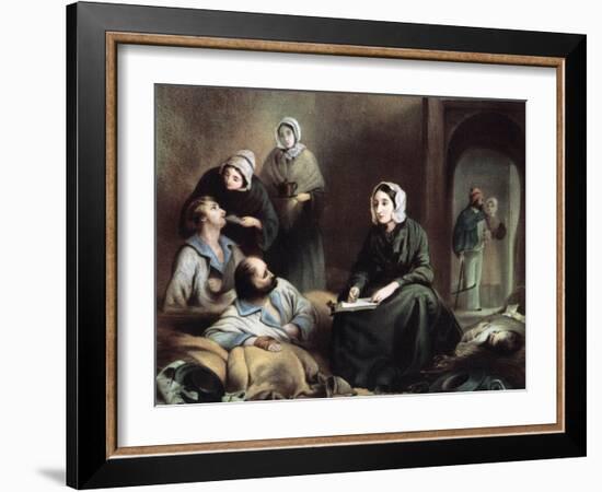 Florence Nightingale, British Nurse and Hospital Reformer, at Scutari Hospital, Turkey, 1855-Henry Barraud-Framed Giclee Print