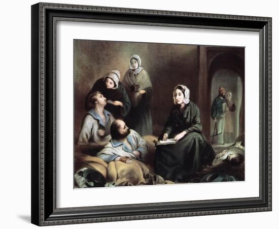 Florence Nightingale, British Nurse and Hospital Reformer, at Scutari Hospital, Turkey, 1855-Henry Barraud-Framed Giclee Print