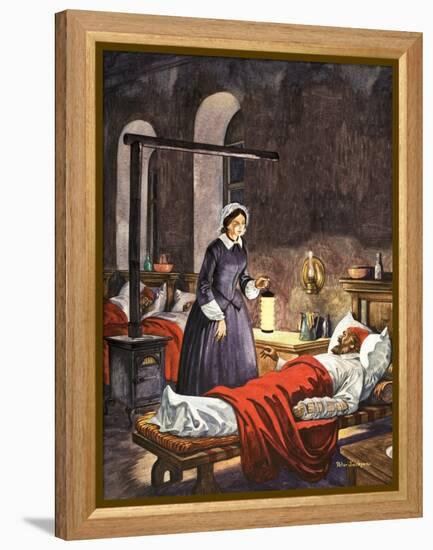 Florence Nightingale. The Lady with the Lamp, Visiting the Sick Soldiers in Hospital-Peter Jackson-Framed Premier Image Canvas