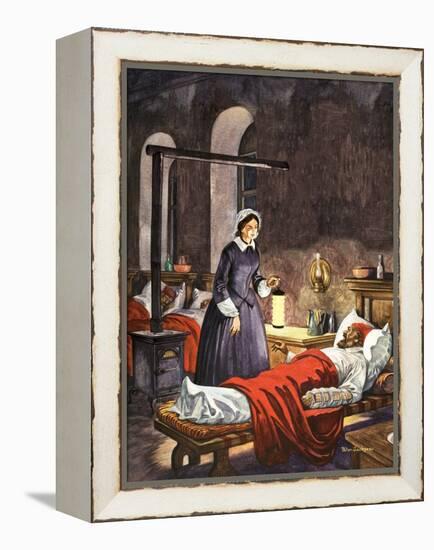 Florence Nightingale. The Lady with the Lamp, Visiting the Sick Soldiers in Hospital-Peter Jackson-Framed Premier Image Canvas