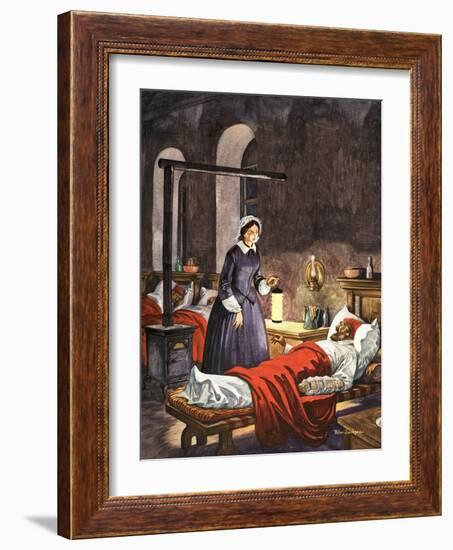 Florence Nightingale. The Lady with the Lamp, Visiting the Sick Soldiers in Hospital-Peter Jackson-Framed Giclee Print