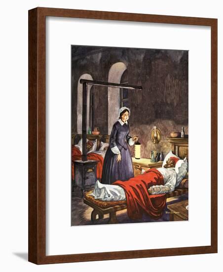 Florence Nightingale. The Lady with the Lamp, Visiting the Sick Soldiers in Hospital-Peter Jackson-Framed Giclee Print