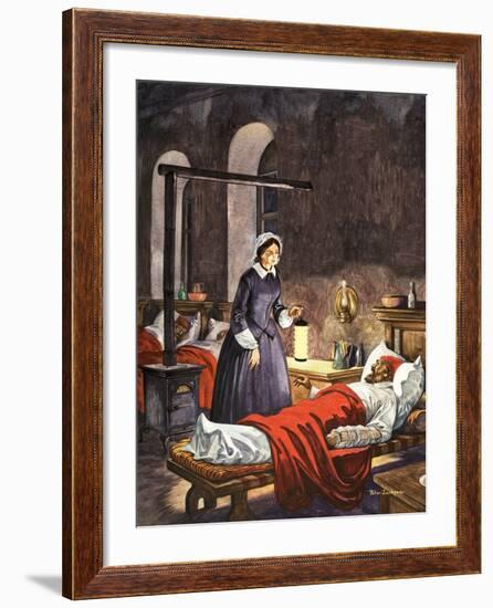 Florence Nightingale. The Lady with the Lamp, Visiting the Sick Soldiers in Hospital-Peter Jackson-Framed Giclee Print