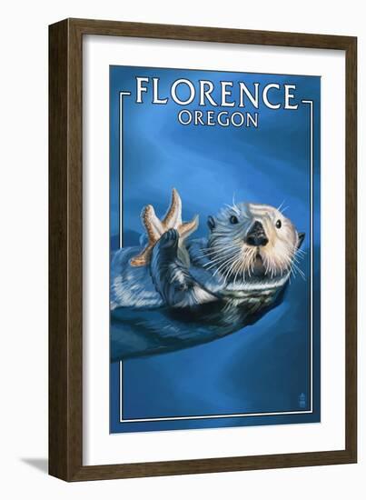 Florence, Oregon - Sea Otter-Lantern Press-Framed Art Print