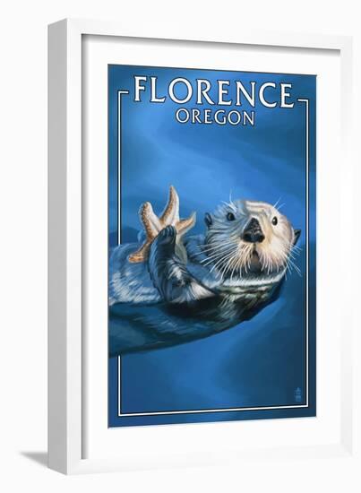 Florence, Oregon - Sea Otter-Lantern Press-Framed Art Print