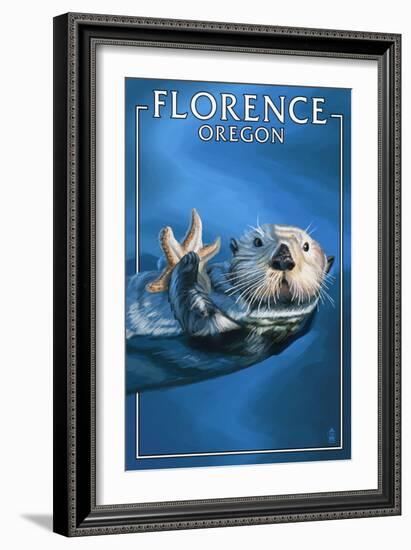Florence, Oregon - Sea Otter-Lantern Press-Framed Art Print