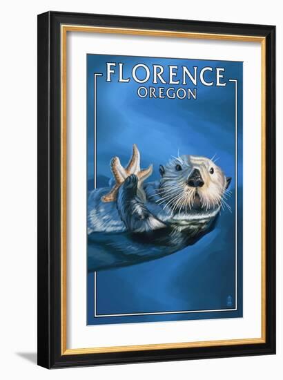 Florence, Oregon - Sea Otter-Lantern Press-Framed Art Print