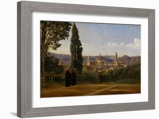 Florence, Seen from the Boboli-Gardens-Jean-Baptiste-Camille Corot-Framed Giclee Print