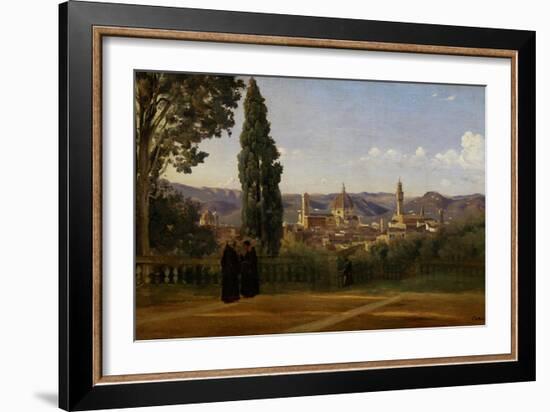 Florence, Seen from the Boboli-Gardens-Jean-Baptiste-Camille Corot-Framed Giclee Print