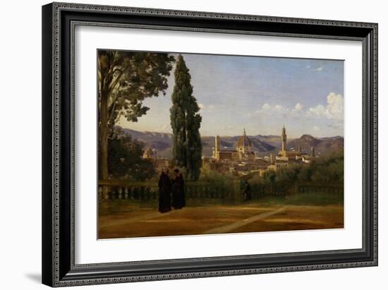 Florence, Seen from the Boboli-Gardens-Jean-Baptiste-Camille Corot-Framed Giclee Print