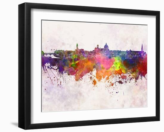 Florence Skyline in Watercolor Background-paulrommer-Framed Art Print