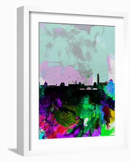 Florence Watercolor Skyline-NaxArt-Framed Art Print