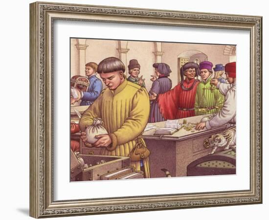 Florentine Bank in the Early 15th Century-Pat Nicolle-Framed Giclee Print