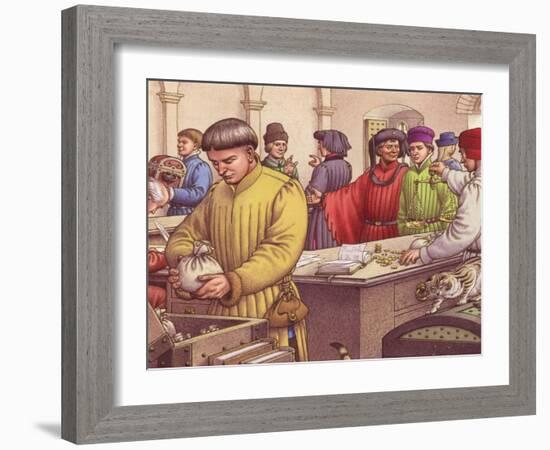 Florentine Bank in the Early 15th Century-Pat Nicolle-Framed Giclee Print