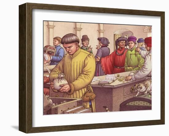 Florentine Bank in the Early 15th Century-Pat Nicolle-Framed Giclee Print