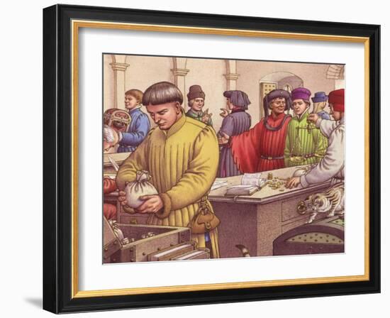 Florentine Bank in the Early 15th Century-Pat Nicolle-Framed Giclee Print