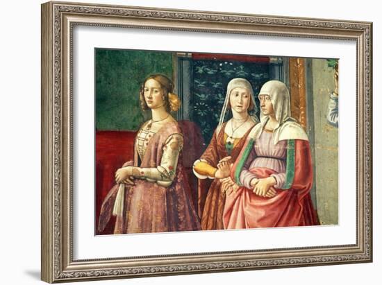 Florentine Ladies, from the Birth of St. John the Baptist (Detail)-Domenico Ghirlandaio-Framed Giclee Print