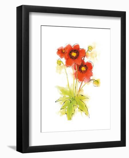 Flores Rojas Green Leaves II-Shirley Novak-Framed Art Print