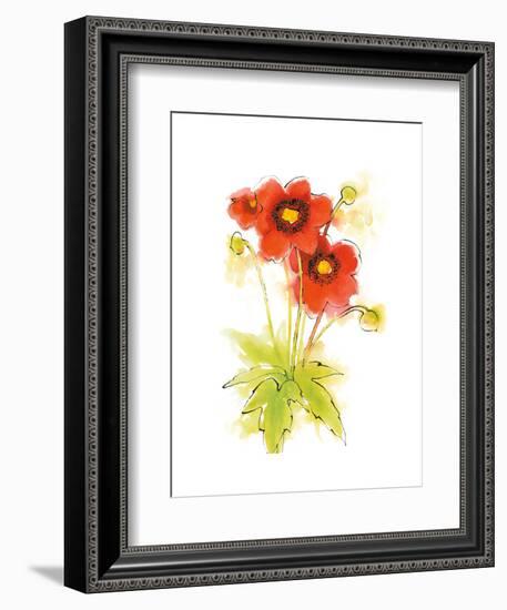 Flores Rojas Green Leaves II-Shirley Novak-Framed Art Print