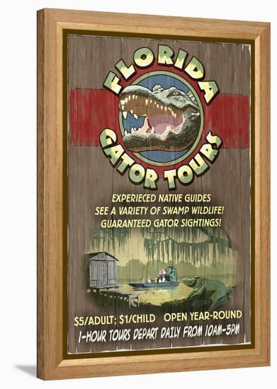 Florida - Alligator Tours Vintage Sign-Lantern Press-Framed Stretched Canvas