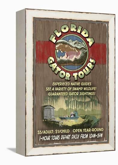 Florida - Alligator Tours Vintage Sign-Lantern Press-Framed Stretched Canvas