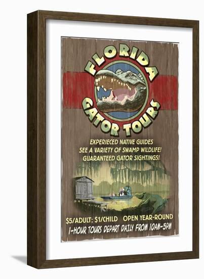 Florida - Alligator Tours Vintage Sign-Lantern Press-Framed Art Print