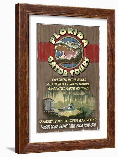 Florida - Alligator Tours Vintage Sign-Lantern Press-Framed Art Print