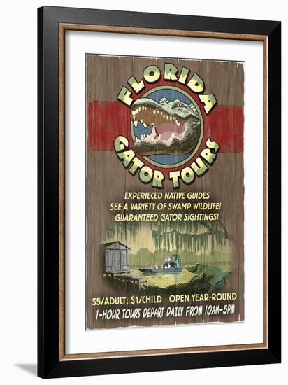 Florida - Alligator Tours Vintage Sign-Lantern Press-Framed Art Print