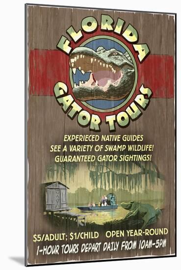 Florida - Alligator Tours Vintage Sign-Lantern Press-Mounted Art Print