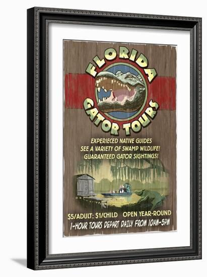 Florida - Alligator Tours Vintage Sign-Lantern Press-Framed Art Print