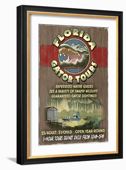 Florida - Alligator Tours Vintage Sign-Lantern Press-Framed Art Print