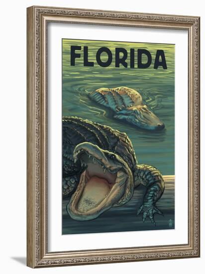 Florida - Alligators-Lantern Press-Framed Art Print