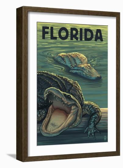 Florida - Alligators-Lantern Press-Framed Art Print